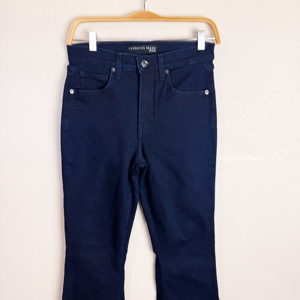 Veronica Beard Beverly High Rise Skinny Flared Dark Wash Jeans - Picture 2 of 5